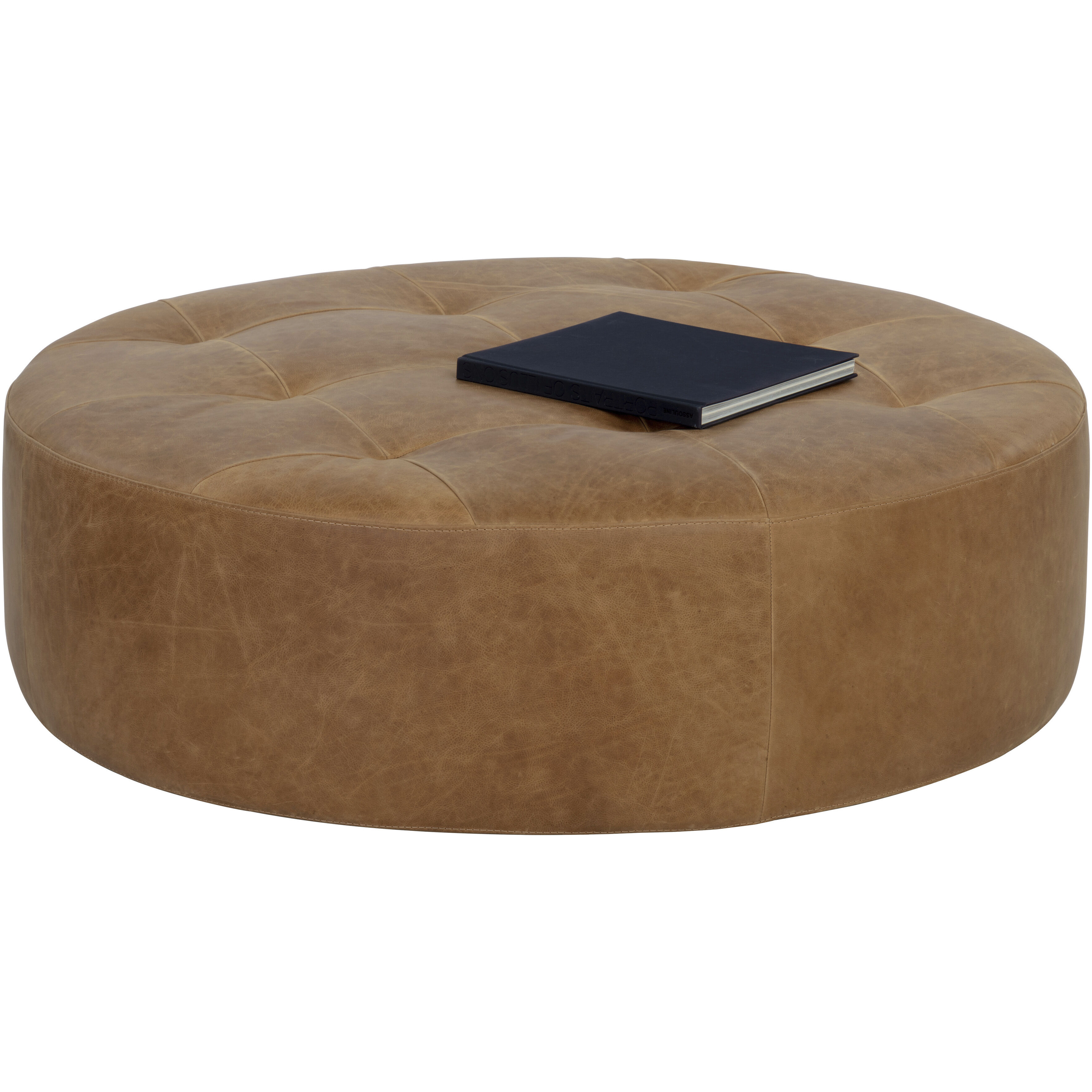 Nilda 16 inch Camel Leather Ottoman